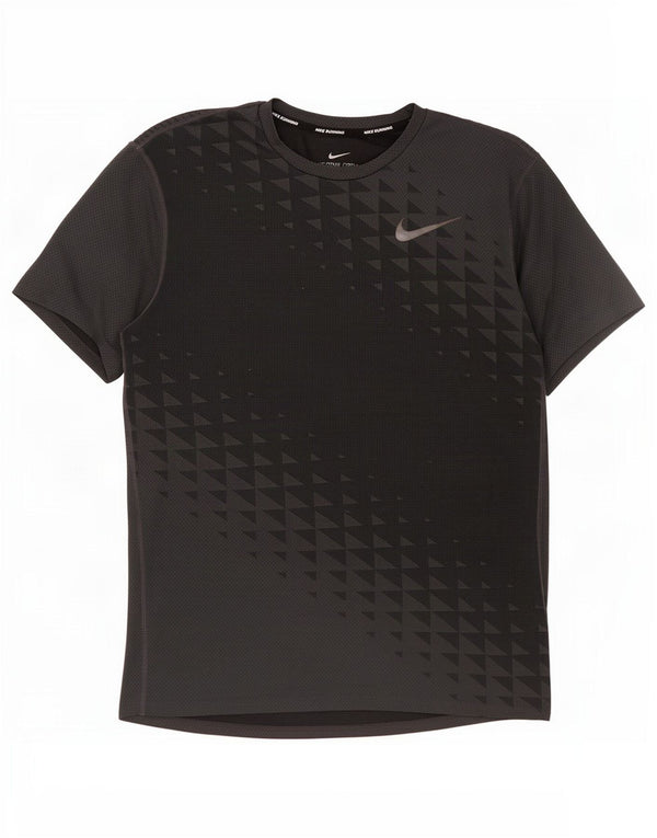 Nike Herren-Lauf-T-Shirt-Oberteil aus mittelgrauem, geometrischem Polyester