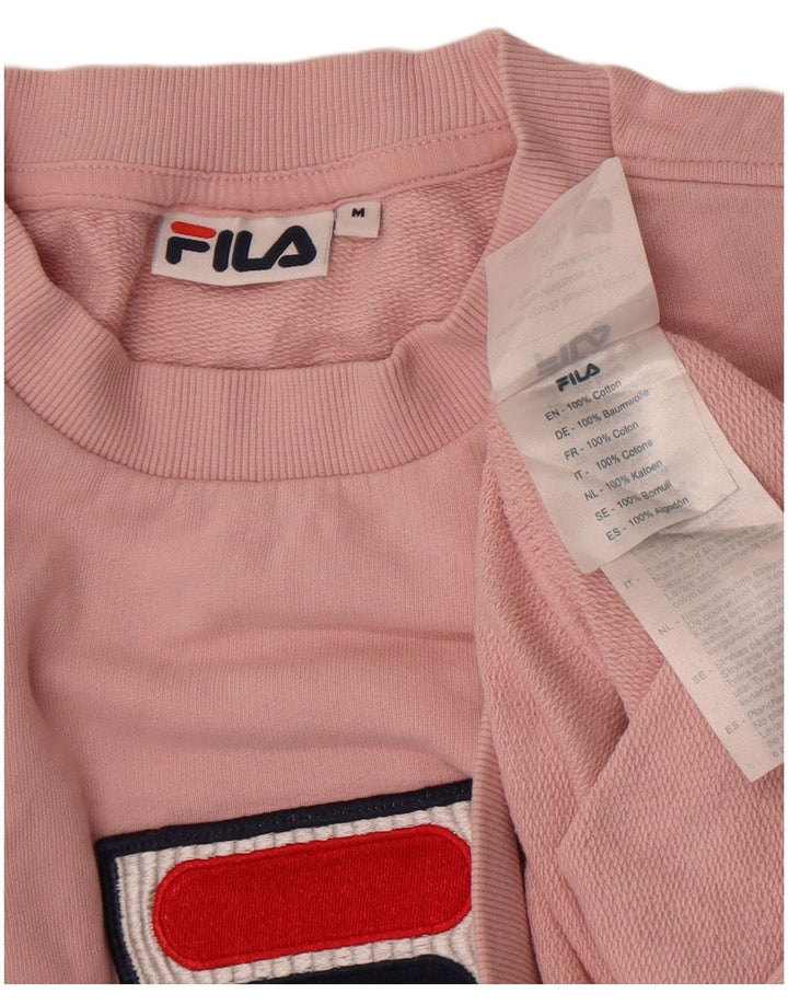 Fila Damen Grafik-Sweatshirt-Pullover UK 14 Mittelrosa Baumwolle