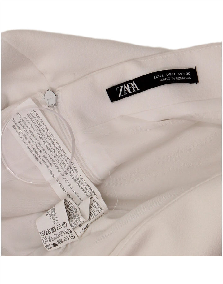 Zara Damen Minirock Large W30 Weiß Polyester