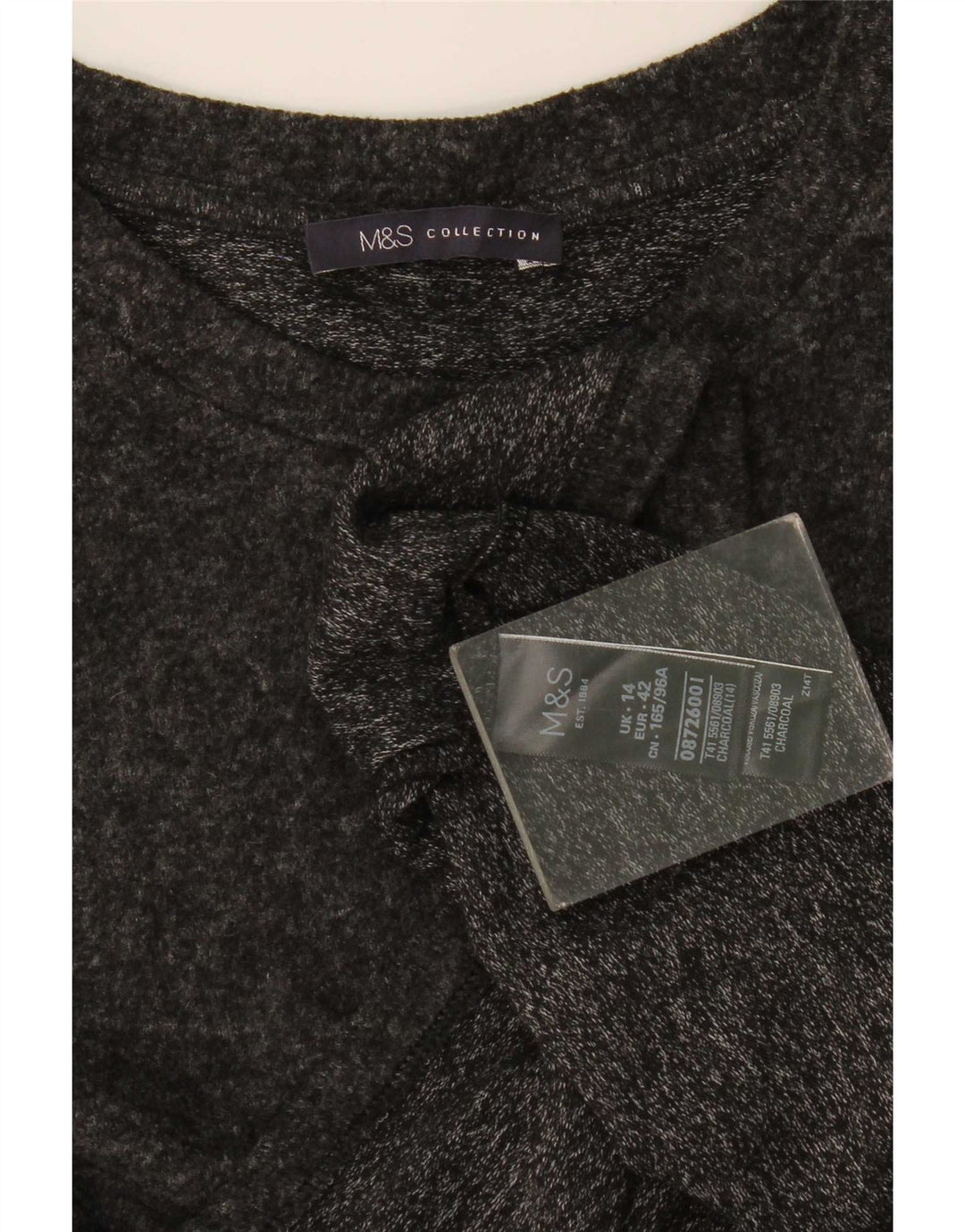 Marks & Spencer Damen Top Langarm UK 14 Large Grau Polyester