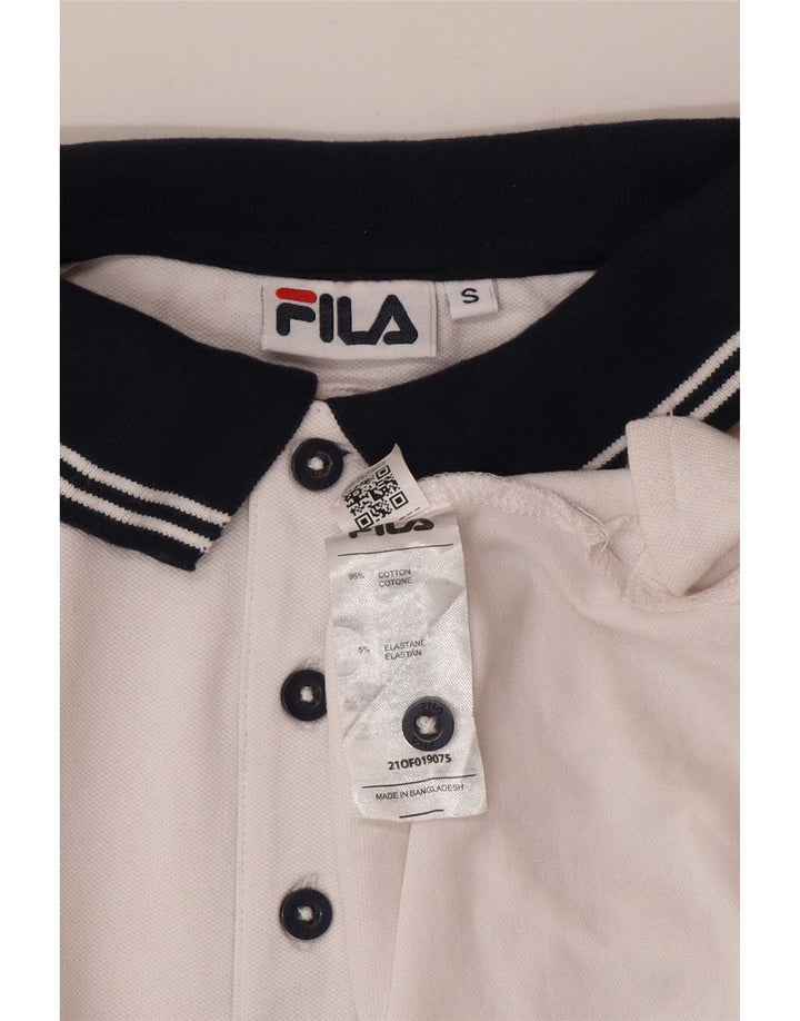 Fila Herren-Poloshirt, klein, weiße Colourblock-Baumwolle