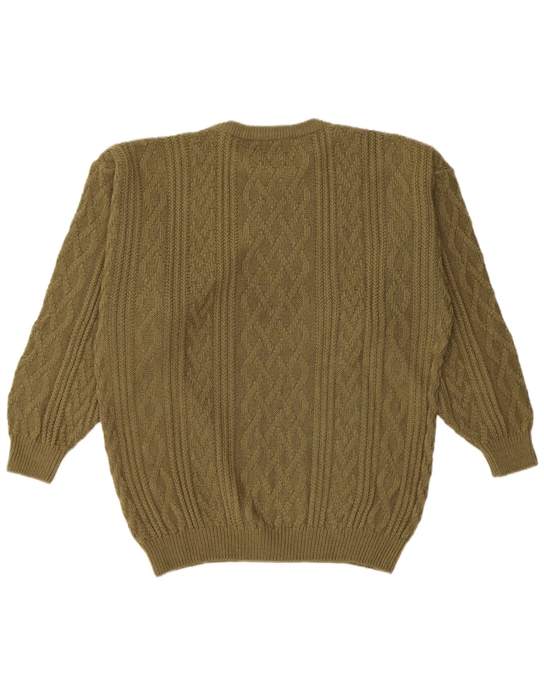 Vintage Herren Pullover mit Rundhalsausschnitt, groß, Khaki, Acryl