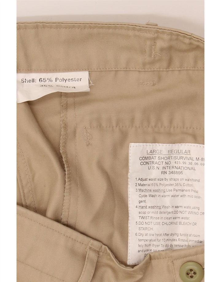 VINTAGE Mens Cargo Shorts Large W34  Beige Polyester Vintage Vintage and Second-Hand Vintage from Messina Hembry 