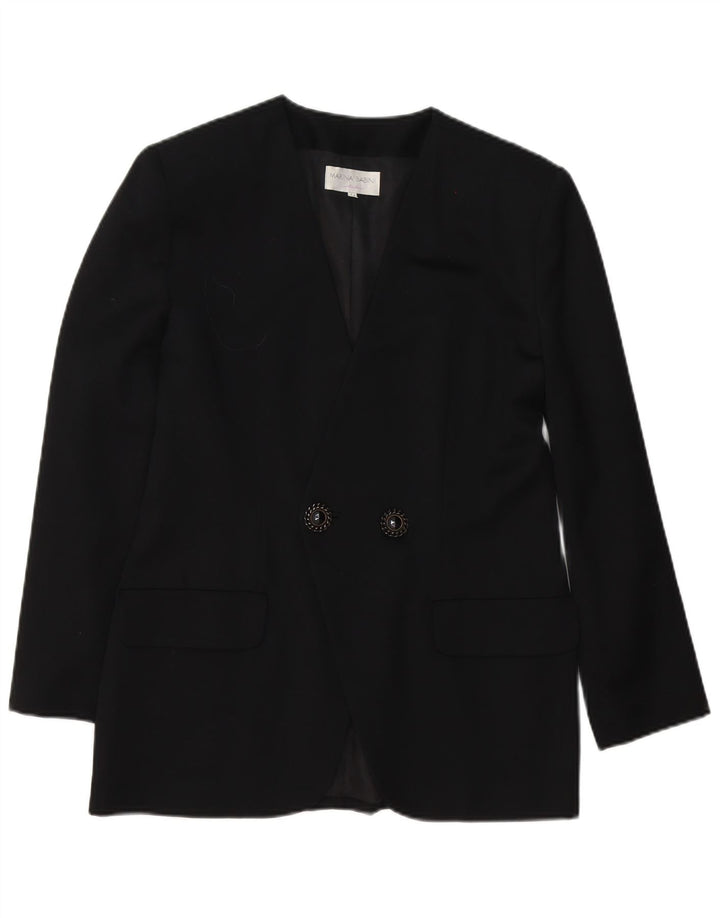 Marina Babini Damen Zweireiher-Blazerjacke IT 44 Mittelschwarze Wolle