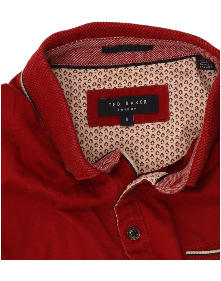 Ted Baker Herren-Poloshirt, Größe 4, große rote Baumwolle