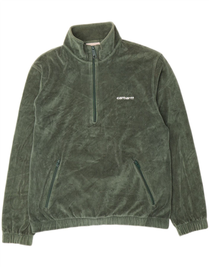 Carhartt Herren-Sweatshirt mit Reißverschluss am Hals, kleine grüne Baumwolle