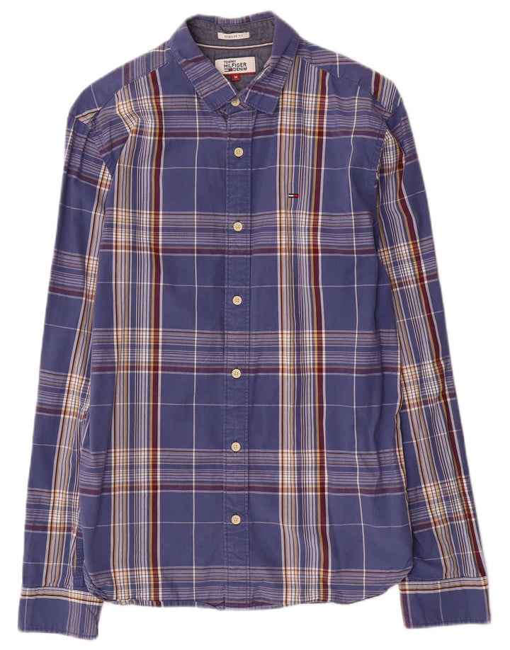 Tommy Hilfiger Herren-Hemd mit normaler Passform, mittelblau kariert, Baumwolle