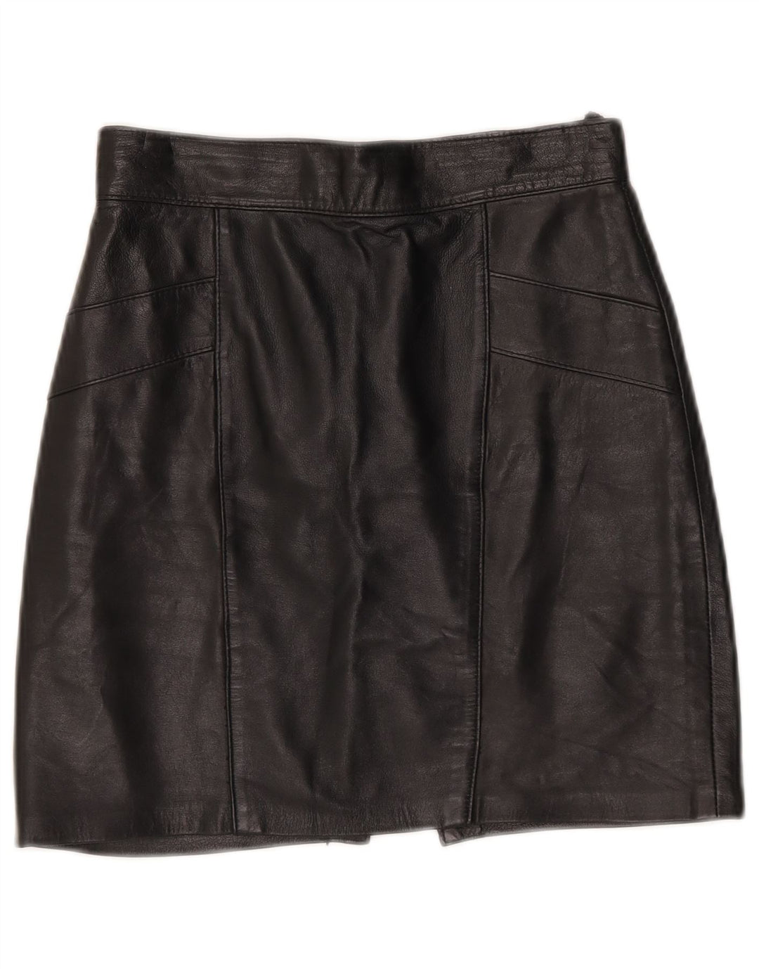 Vintage Damen Mini Lederrock W25 XS Schwarz