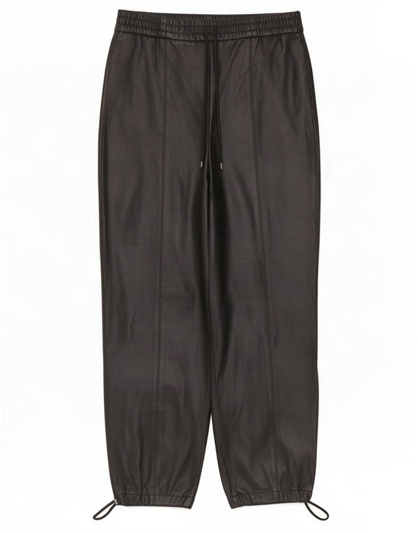 Zara Womens Joggers Faux Leather Trousers Medium W32 L26 Black Polyurethane