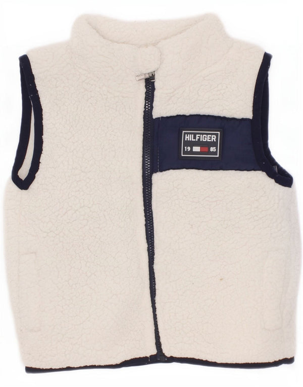 Tommy Hilfiger Baby-Mädchen-Fleeceweste, 6–9 Monate, weißes Farbblockdesign