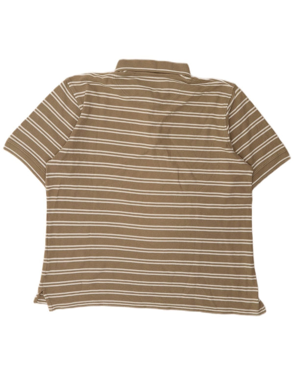Timberland Mens Polo Shirt Large Khaki Striped Cotton