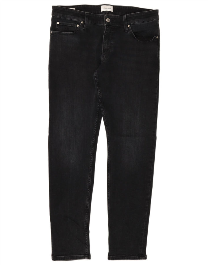 Calvin Klein Herren Slim Jeans W33 L32 Schwarze Baumwolle