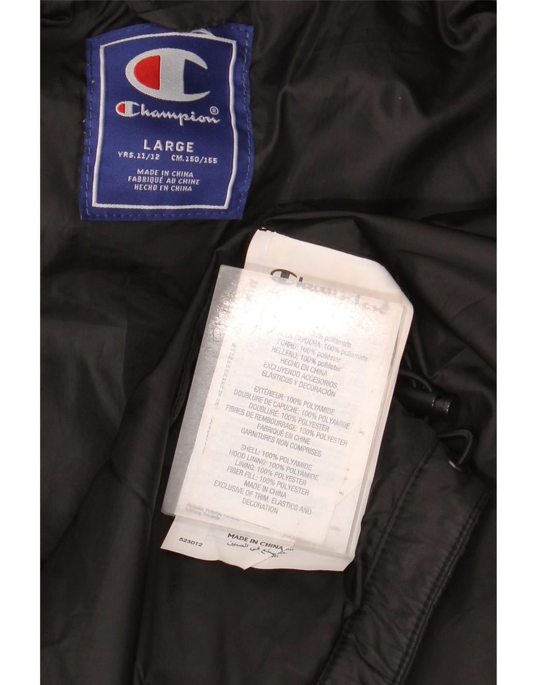 Champion wattierte Weste mit Kapuze für Jungen, 11–12 Jahre, Größe L, Schwarz, Polyamid