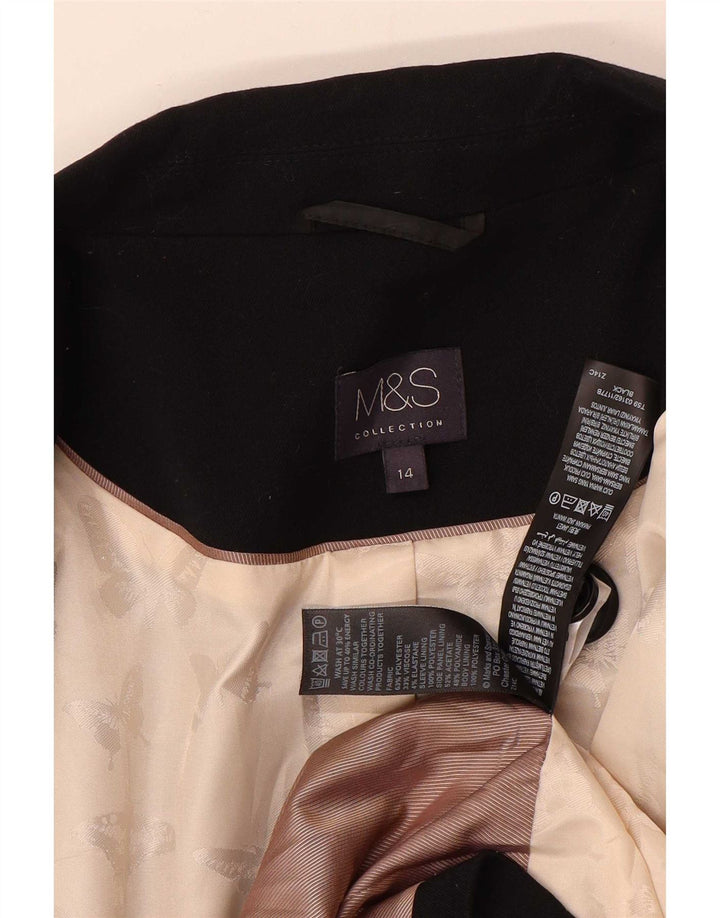 Marks & Spencer Damen-Blazerjacke mit 1 Knopf, UK 14, Mittelschwarz, Polyester