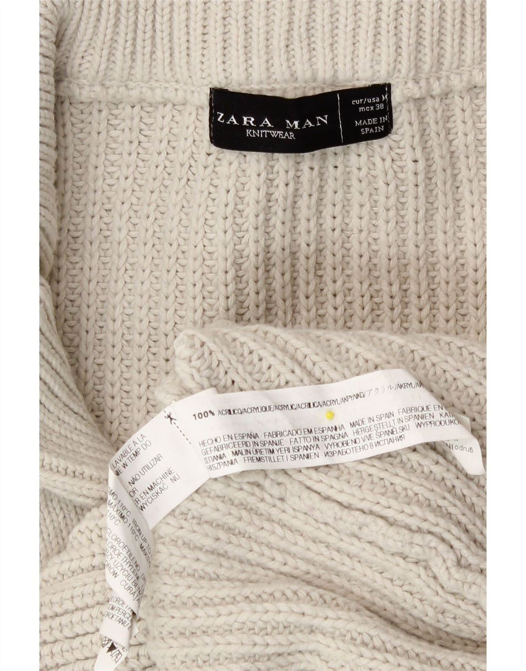 Zara Herren-Strickjacke mit Duffle-Knöpfen, Medium, gebrochenes Weiß, Acryl