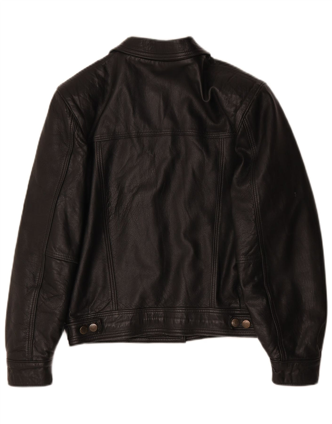 Vintage Damen Übergroße Lederjacke UK 10 Small Schwarz