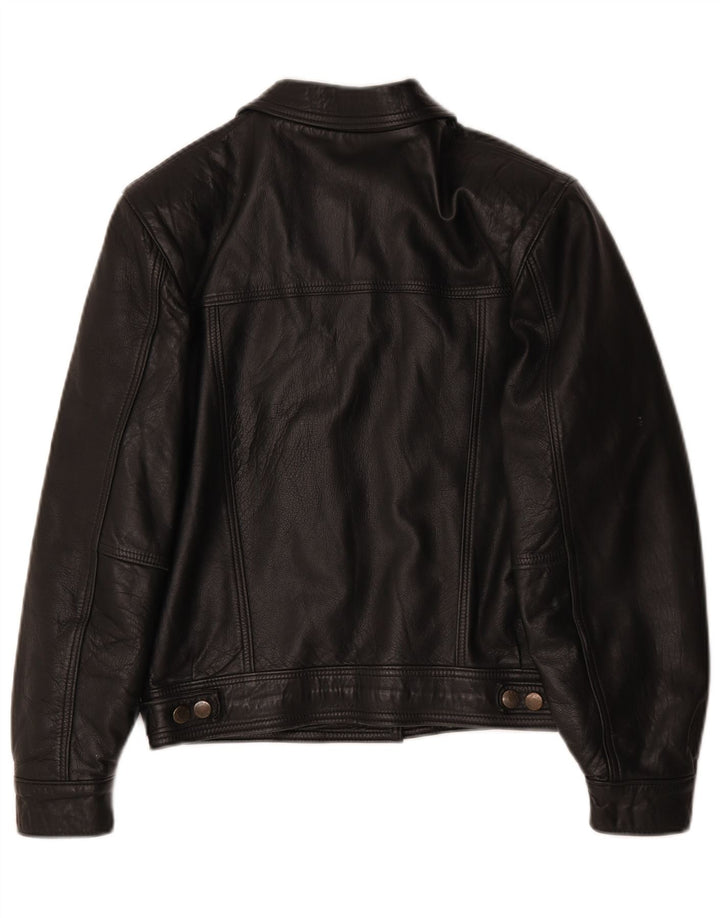 Vintage Damen Übergroße Lederjacke UK 10 Small Schwarz