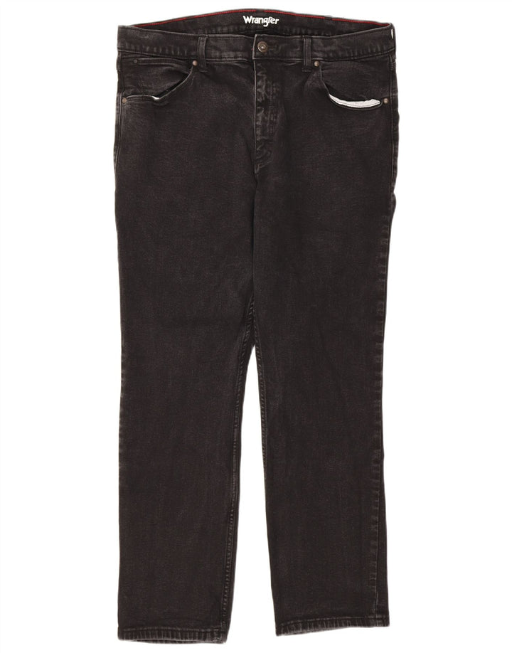 Wrangler Herren Regular Straight Jeans W38 L30 Schwarze Baumwolle
