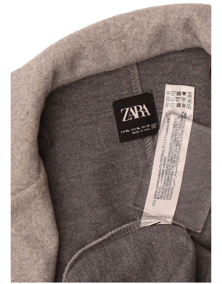 ZARA Damen Offener Mantel UK 18 XL Grau Polyester