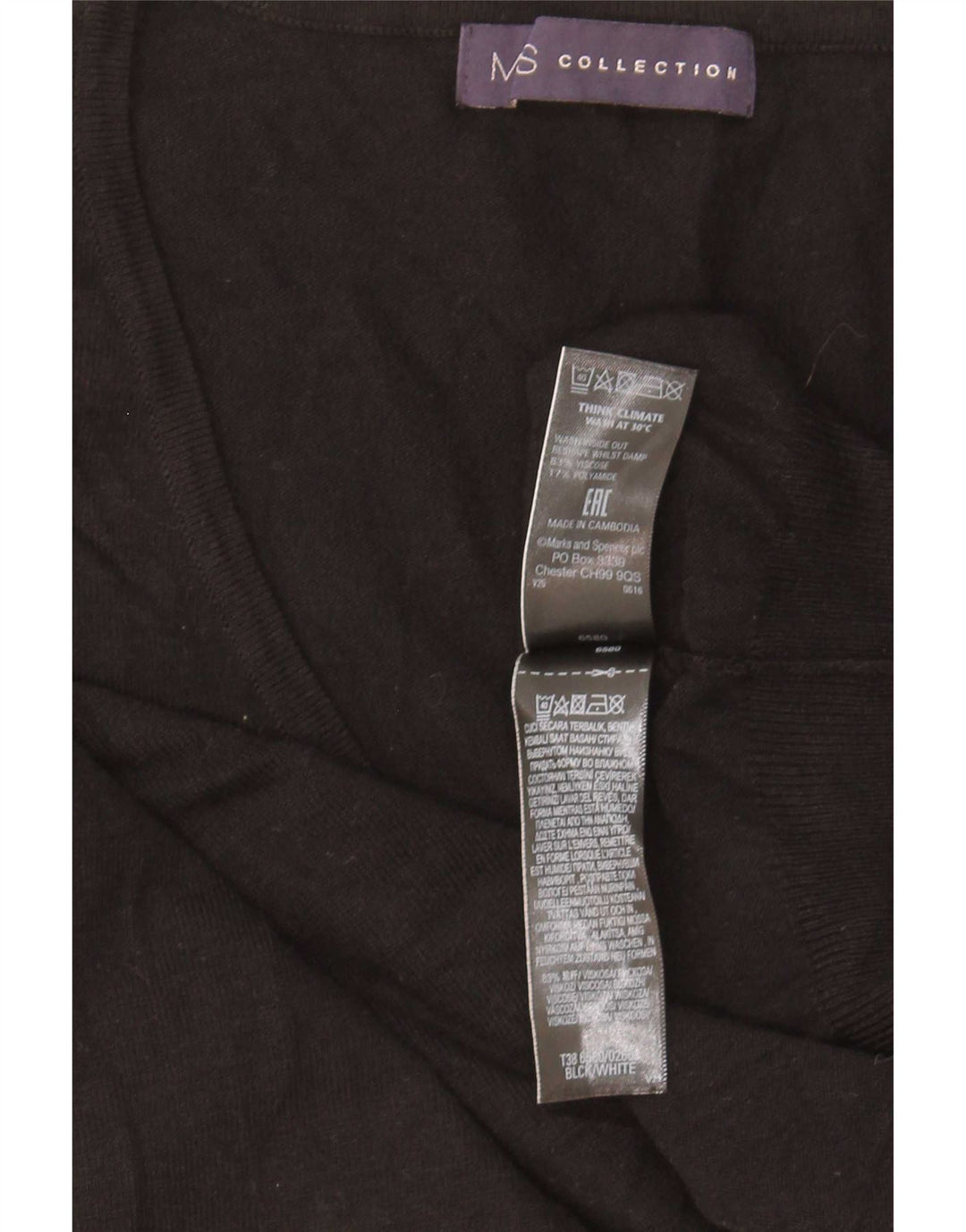 Marks & Spencer Damen-Pullover mit V-Ausschnitt, Gr. 14, mittlere schwarze Viskose