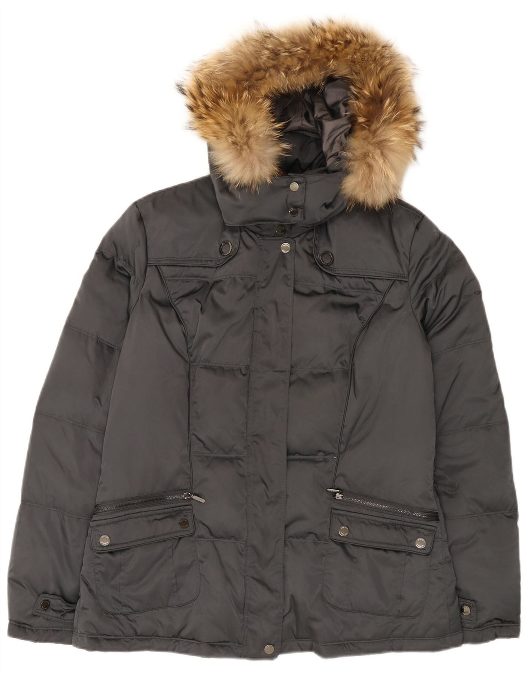 Geox Damen Respira Hooded Wattierte Jacke UK 14 Large Grau