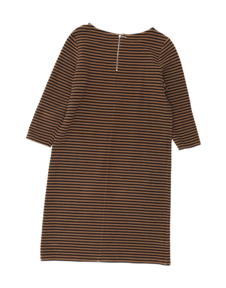 LAURA ASHLEY Etuikleid mit 3/4-Ärmeln für Damen, UK 12, Mittelbeige gestreift