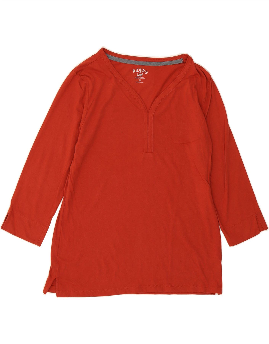 LEE Womens Riders Top 3/4 Sleeve UK 14 Medium Red Cotton Vintage Lee and Second-Hand Lee from Messina Hembry 
