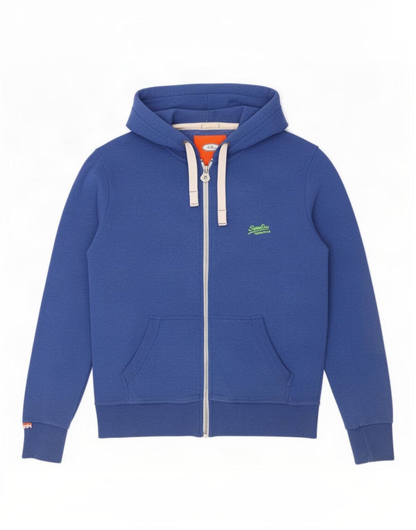 Superdry Herren-Kapuzenpullover mit Reißverschluss, groß, aus blauer Baumwolle
