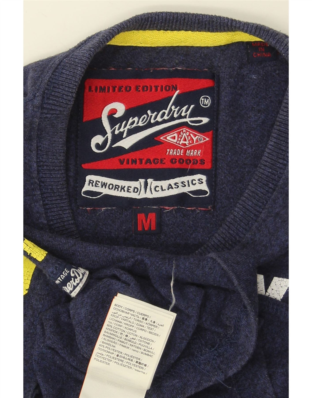 SUPERDRY Herren-T-Shirt mit Grafik, mittelmarineblaue Baumwolle