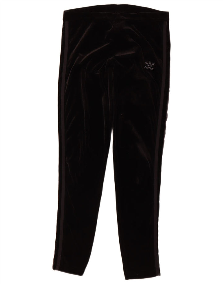 ADIDAS Damen Velours-Leggings UK 12 Medium Schwarz Polyester