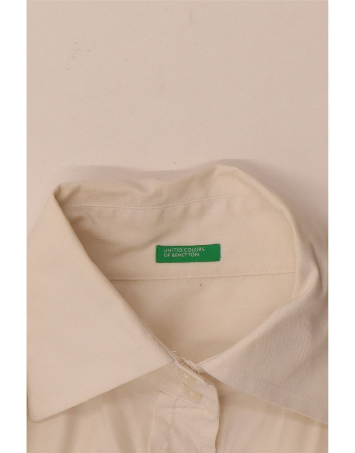 Benetton Damen-Hemd UK 12 Medium Weiß