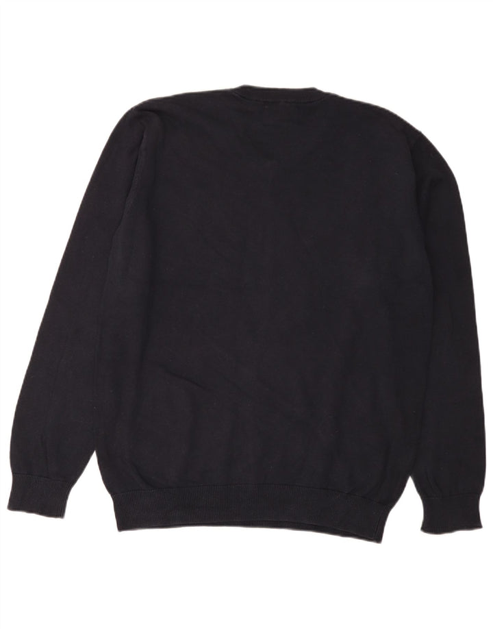 Pierre Cardin Herren-Pullover mit V-Ausschnitt aus mittelblauer Baumwolle