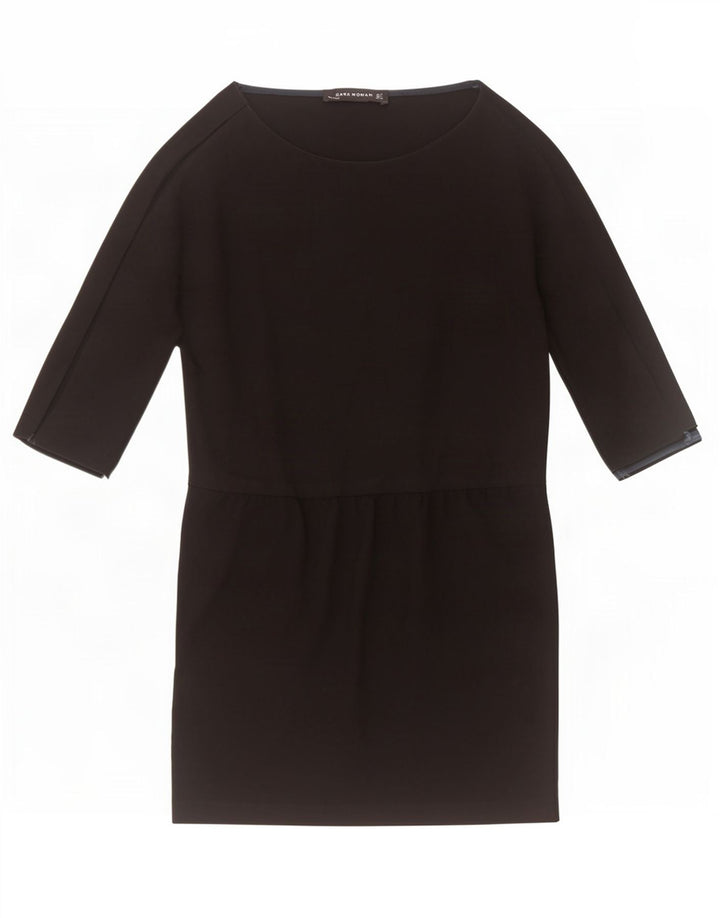 Zara Damen 3/4-Ärmel-Etuikleid UK 12 Medium Schwarz