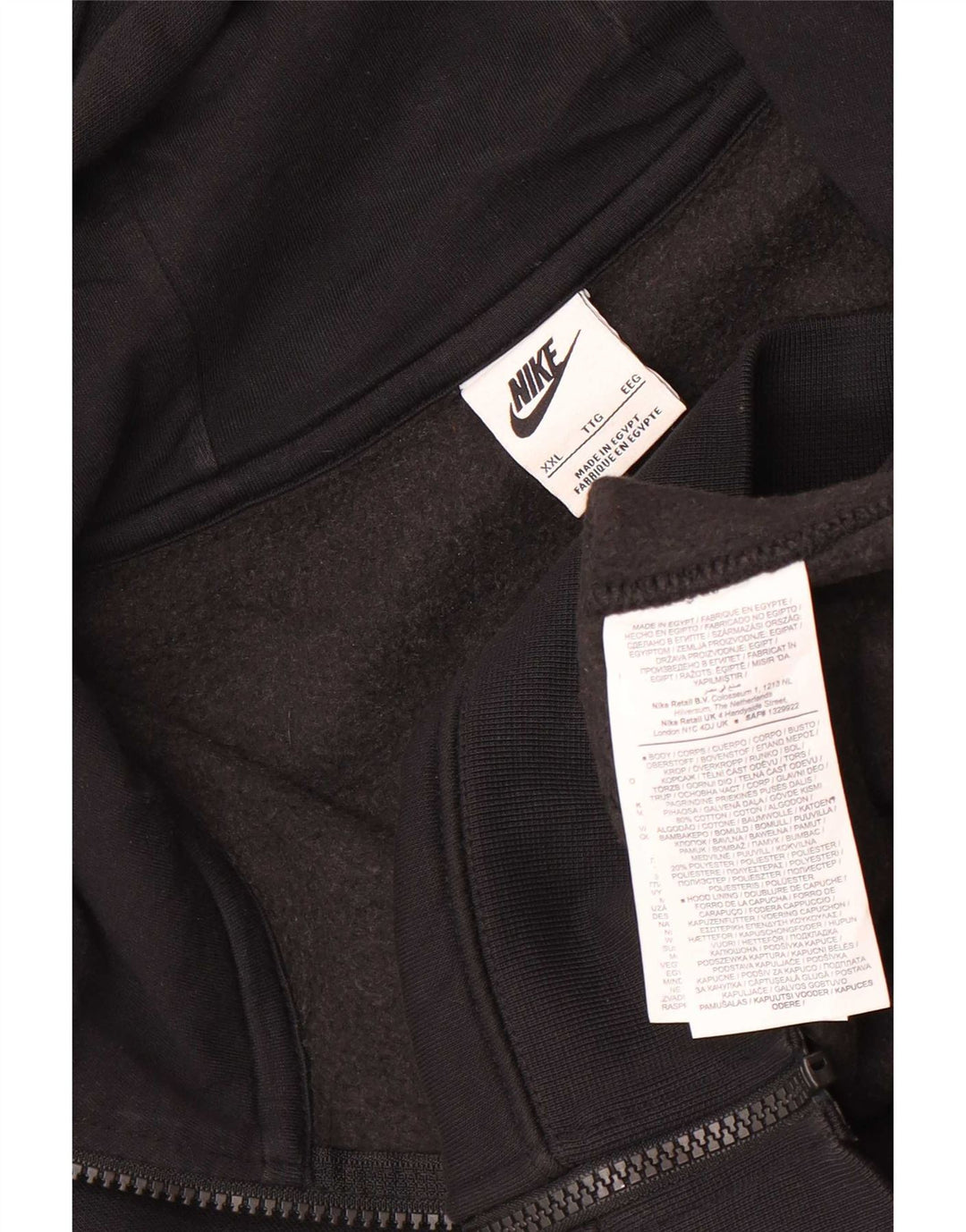 Nike Herren-Kapuzenpullover mit Reißverschluss, 2XL, schwarze Baumwolle