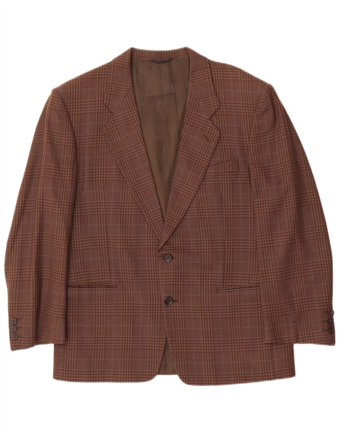 Vintage Herren-Blazer mit 2 Knöpfen, IT 50, große braun karierte Wolle