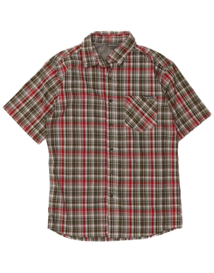 EDDIE BAUER Herren Kurzarmhemd Medium Khaki Check Polyester