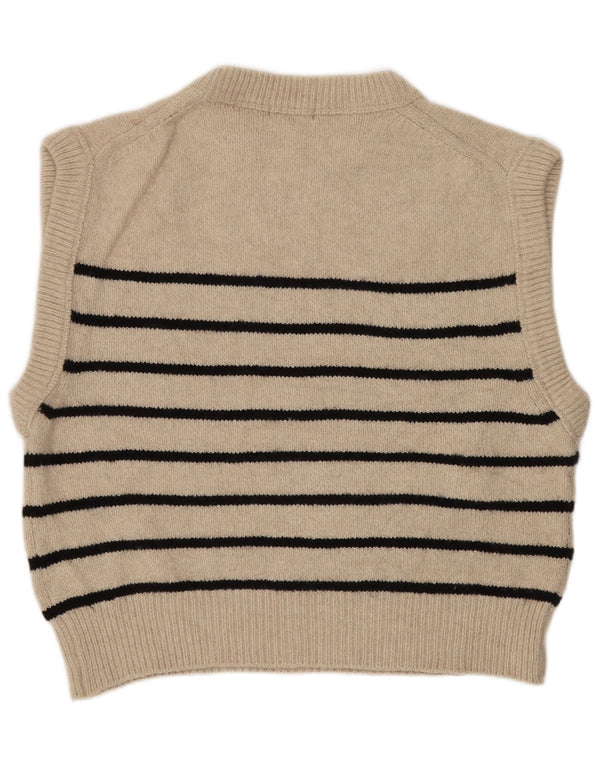 Massimo Dutti Damen Crop Oversized Weste Tank Top UK 10 Small Beige gestreift