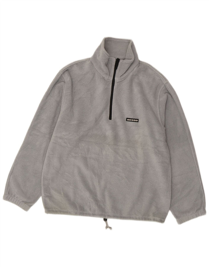 Aesse Herren-Fleecepullover mit Reißverschluss am Hals, Mittelgrau