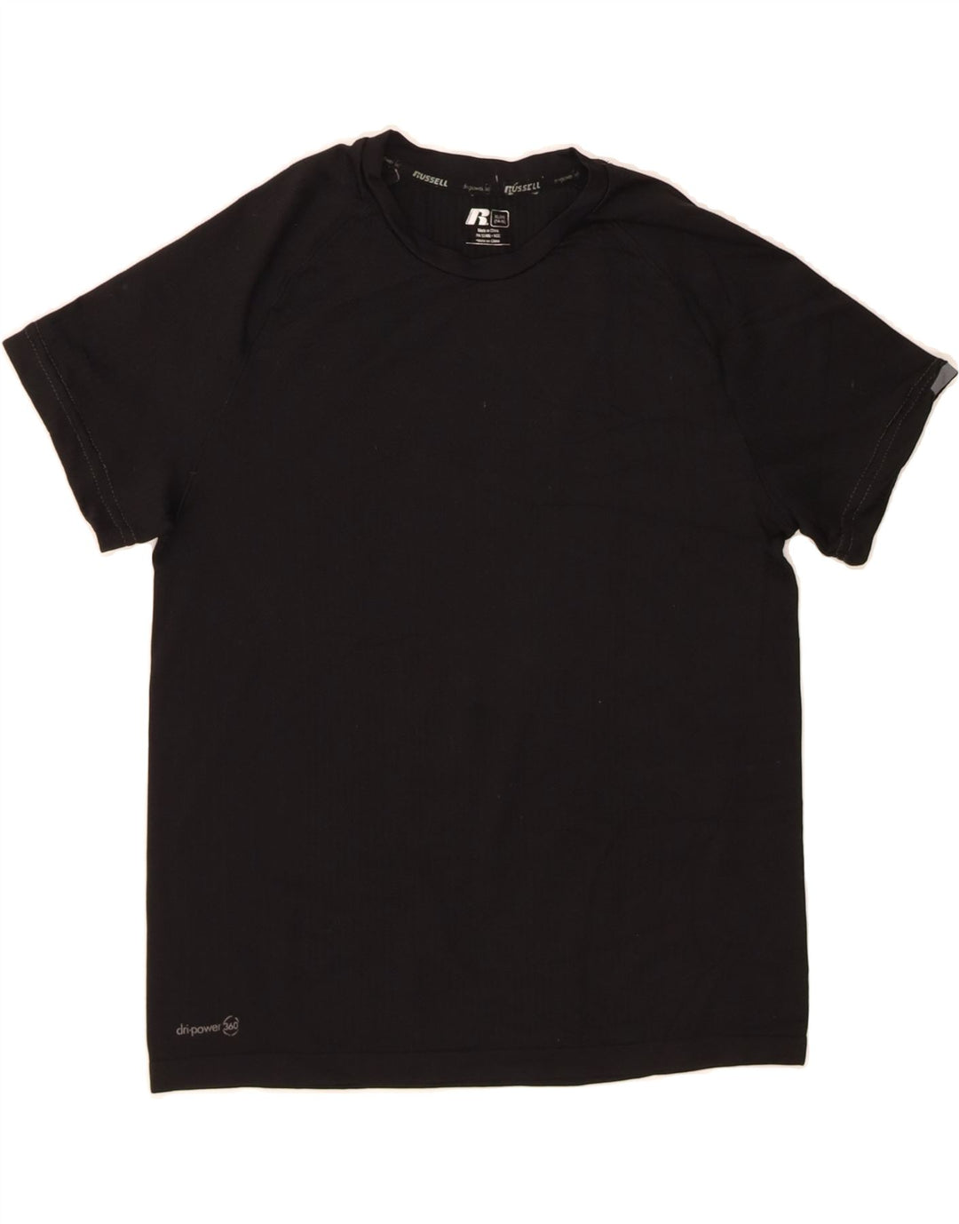 RUSSELL ATHLETIC Boys T-Shirt Top 14-15 Years XL Black Polyester Vintage Russell Athletic and Second-Hand Russell Athletic from Messina Hembry 