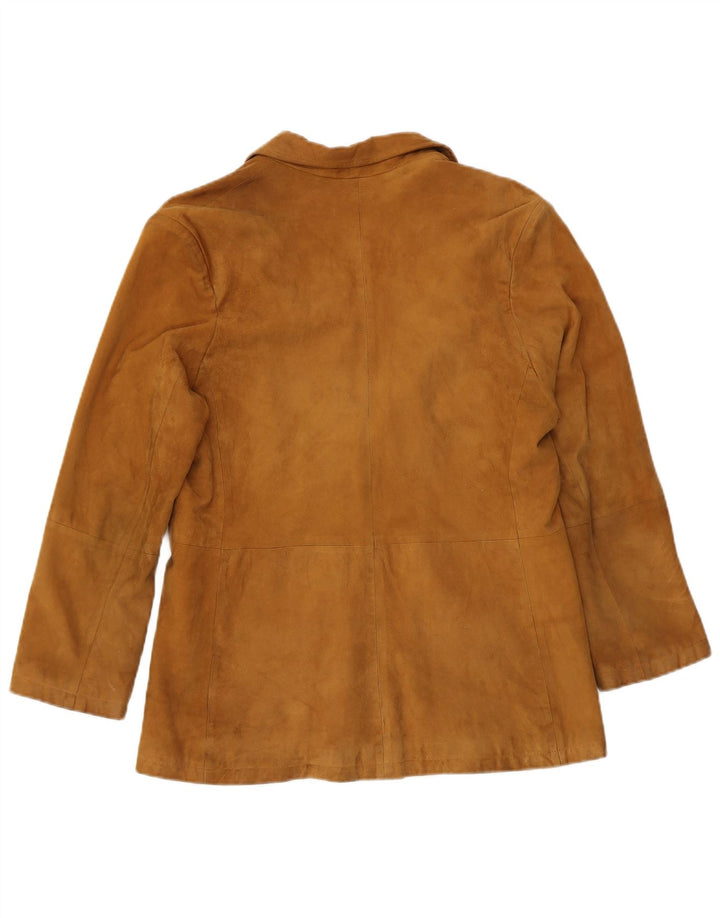 Vintage Damen 2-Knopf-Wildleder-Blazerjacke IT 50 XL Braun