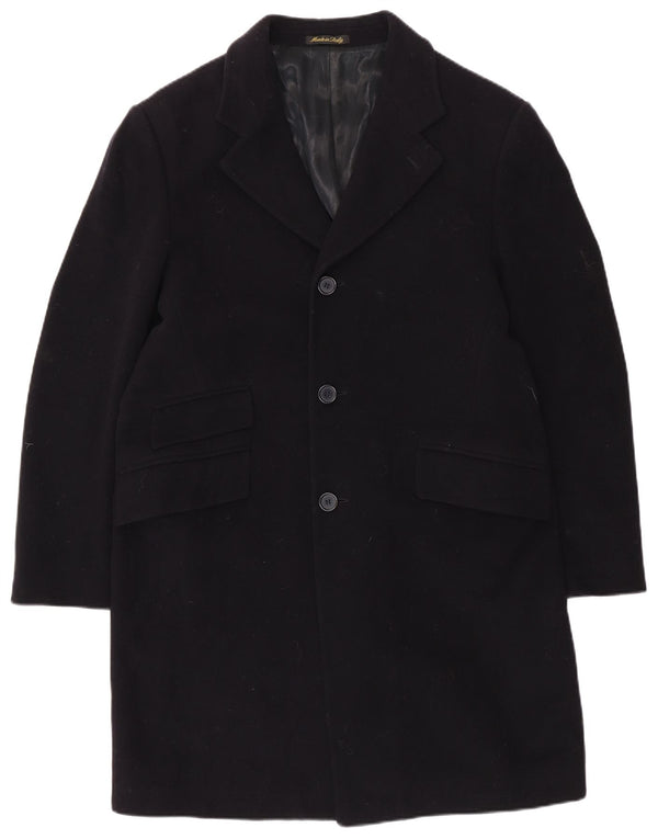 VINTAGE Herrenmantel UK 40 Große marineblaue Wolle