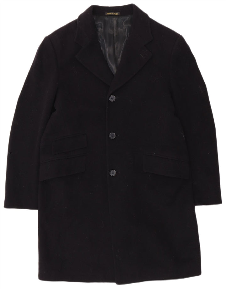 VINTAGE Herrenmantel UK 40 Große marineblaue Wolle