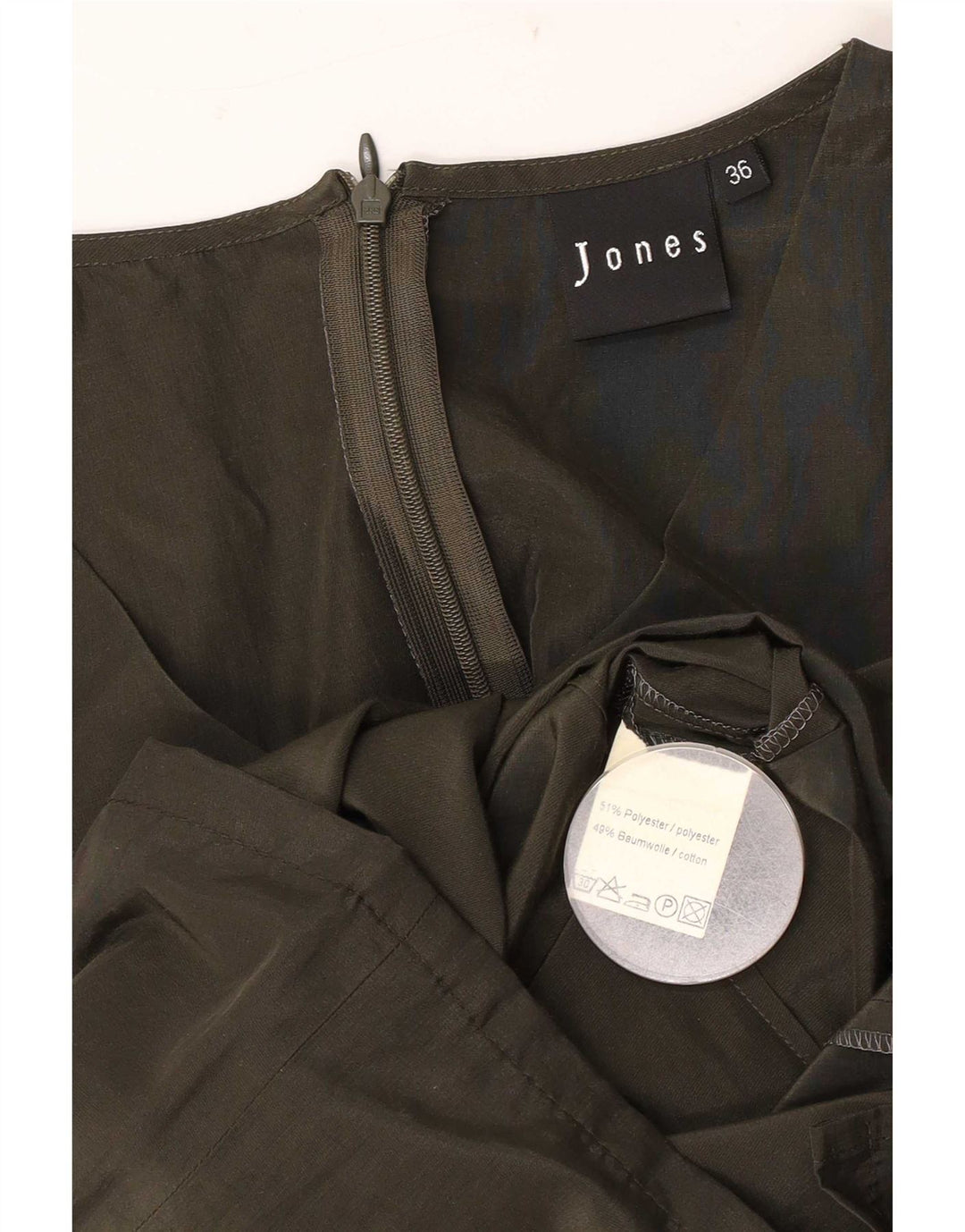 Jones Damen Ärmelloses Etuikleid EU 36 Small Khaki Polyester