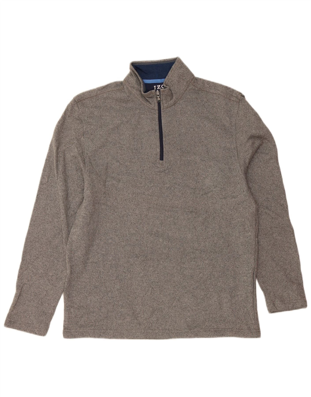 IZOD Herren-Sweatshirt mit Reißverschluss am Hals, Mittelgrau meliertes Polyester