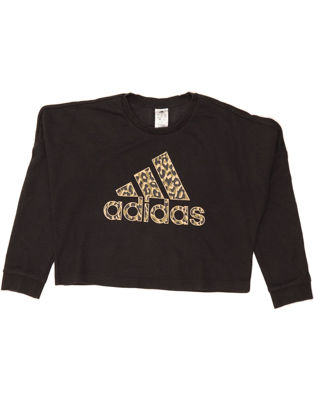 ADIDAS Womens Oversized Crop Sweatshirt Jumper UK 12/14  Medium Black Vintage Adidas and Second-Hand Adidas from Messina Hembry 
