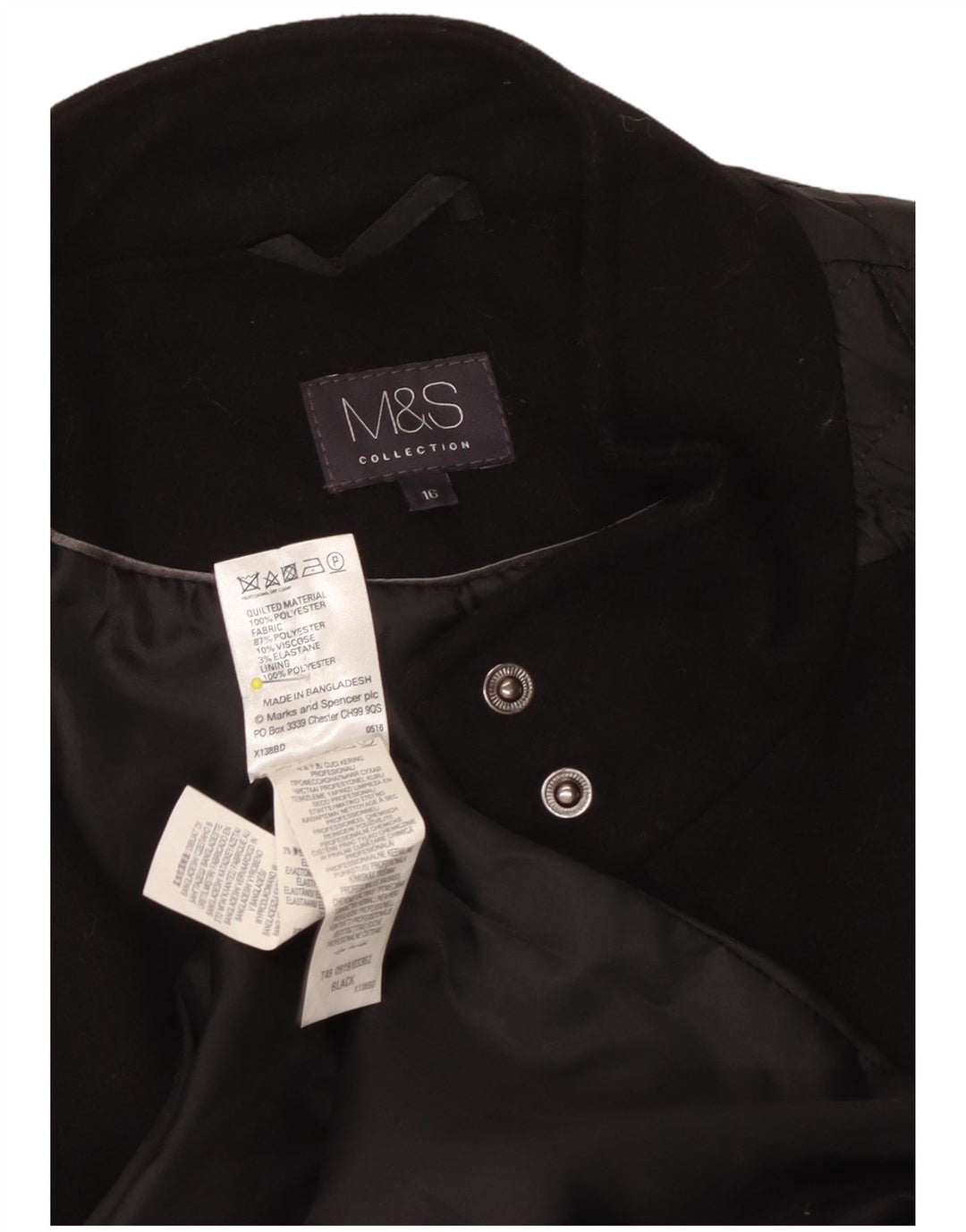 Marks & Spencer Damen Steppmantel UK 16 Large Schwarz Polyester
