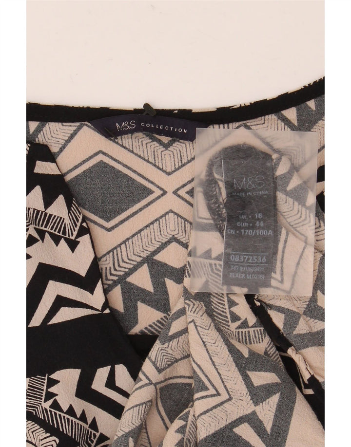 Marks & Spencer Damen-Blusenoberteil, Gr. 46, groß, schwarze, geometrische Viskose
