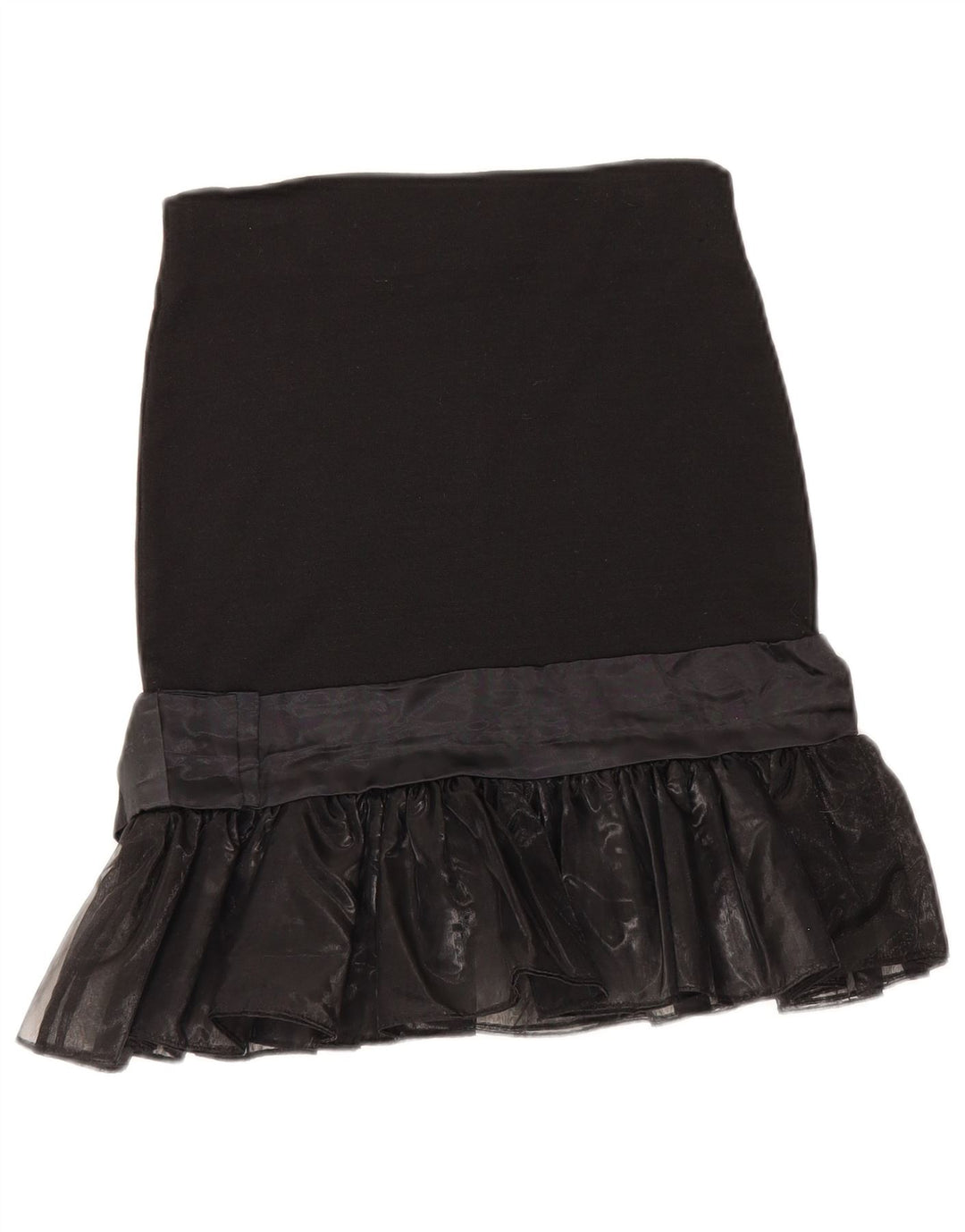 Vintage Damen Trompetenrock IT 44 Medium W28 Schwarze Viskose