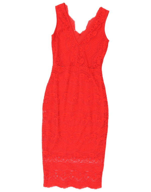 Oasis Damen Ärmelloses Spitzen-Bodycon-Kleid UK 4 XS Rot Polyamid