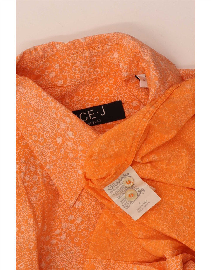 Iceberg Mens Graphic Short Sleeve Shirt Medium Orange Floral Cotton